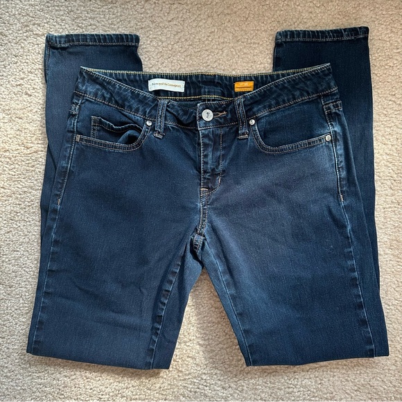 Anthropologie Pilcro Stet Slim Navy Blue Ankle Jeans with Zippers - Picture 2 of 6